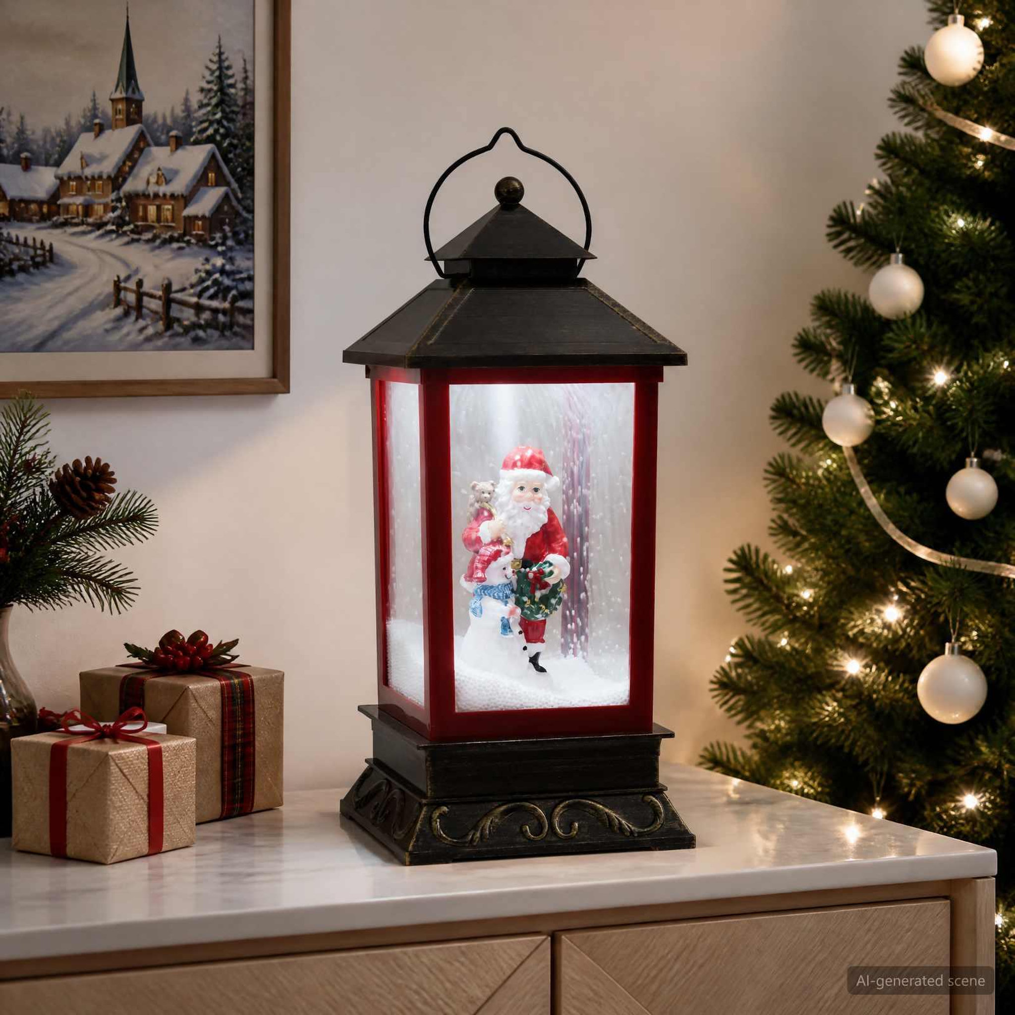 Voir la diapositive 2 : VIDAXL Lanterne de Noël ESPOO Blanc froid 17,5 x 17,5 x 41 cm