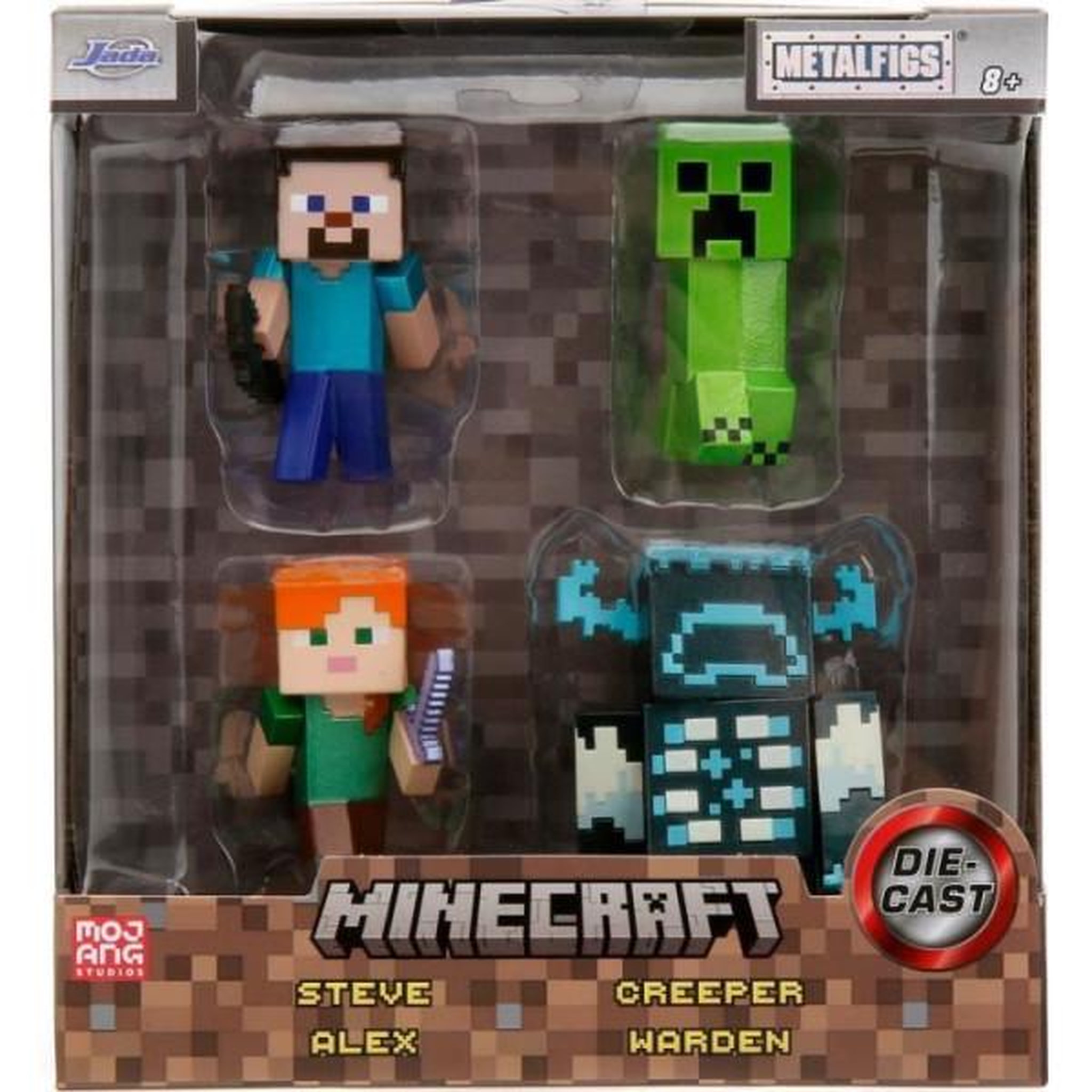 Voir la diapositive 3 : JADA Minecraft Set de figurines en métal Steve Alex Creeper Warden 6 cm