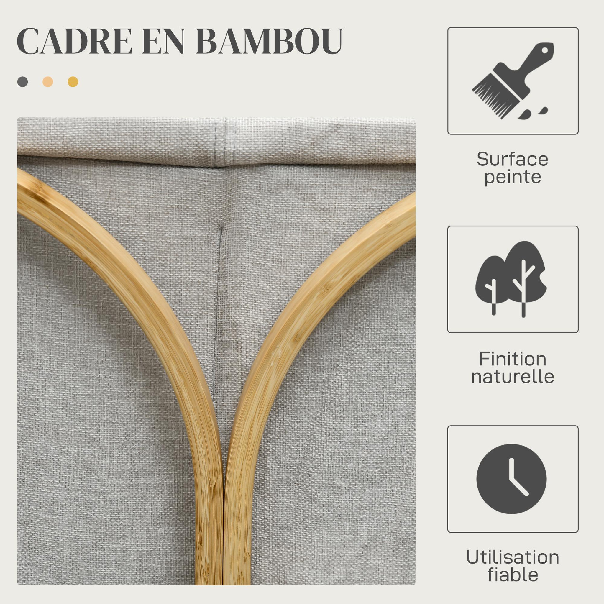 Voir la diapositive 6 : HOMCOM Panier à linge corbeille à linge bac linge sale 2 paniers bambou polyester gris