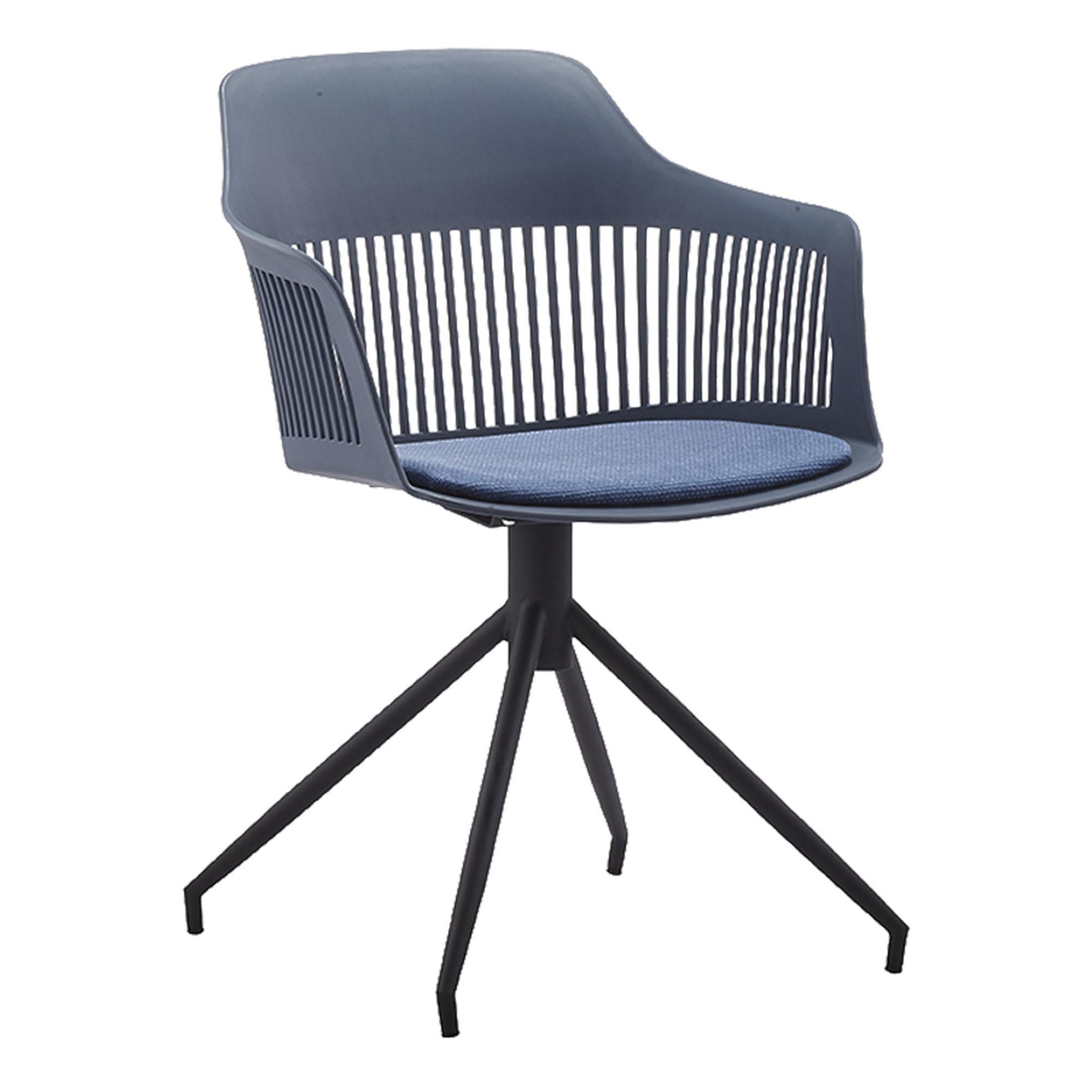 Voir la diapositive 1 : CONCEPT USINE Chaise design avec accoudoirs bleu foncé ANAÏS
