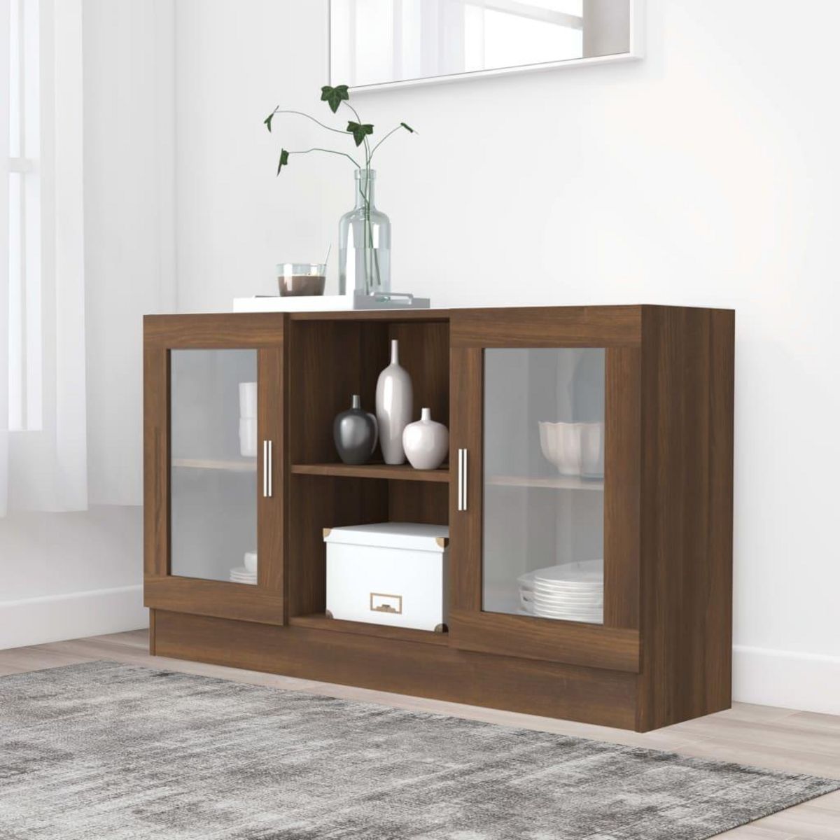 VIDAXL Armoire a vitrine Chene marron 120x30,5x70 cm Bois d'ingenierie