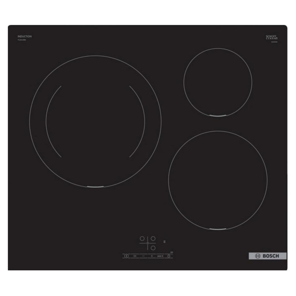 BOSCH Table de cuisson à induction 60cm 3 feux noir - PUJ611BB5E