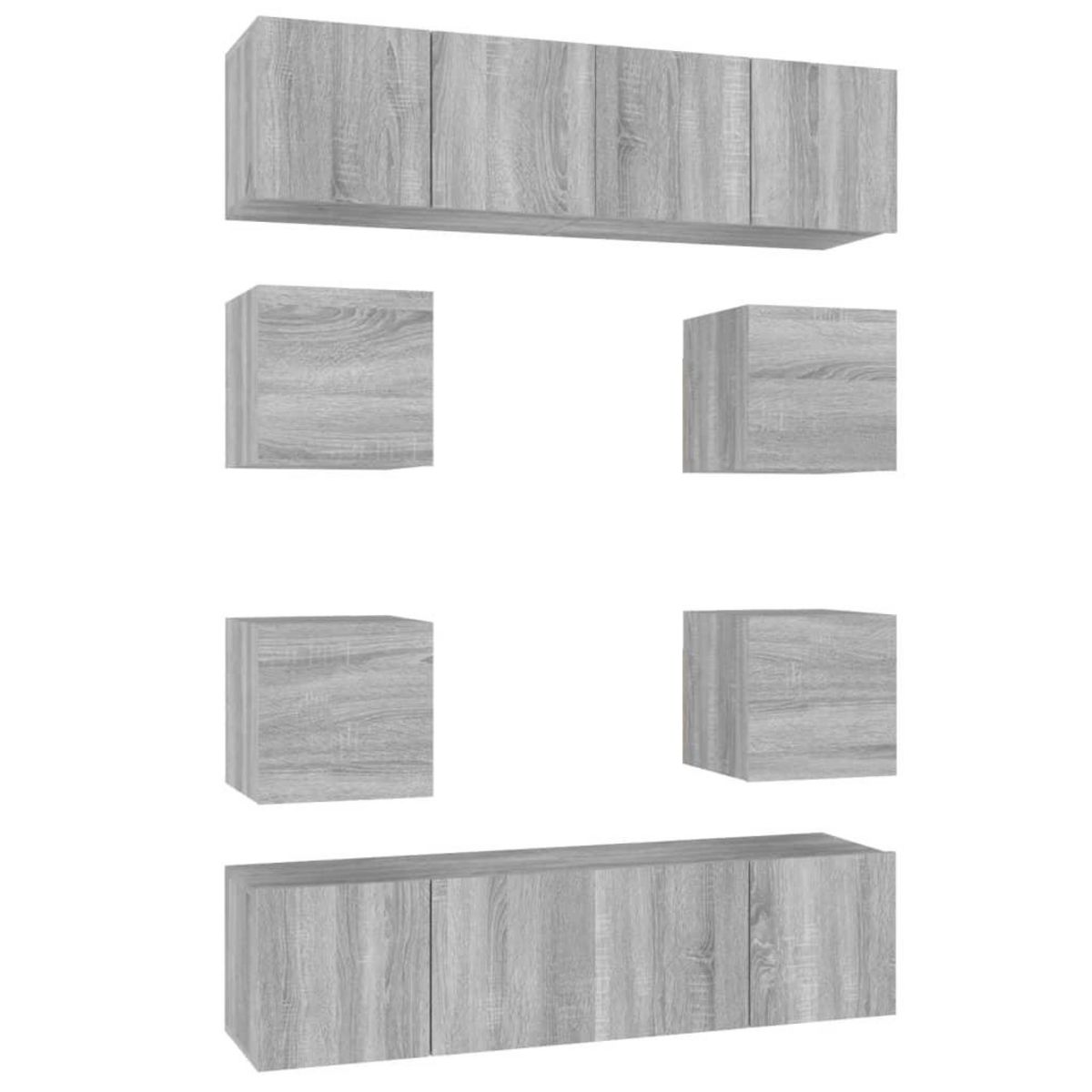 VIDAXL Ensemble de meubles TV 8 pcs Sonoma gris Bois d'ingenierie