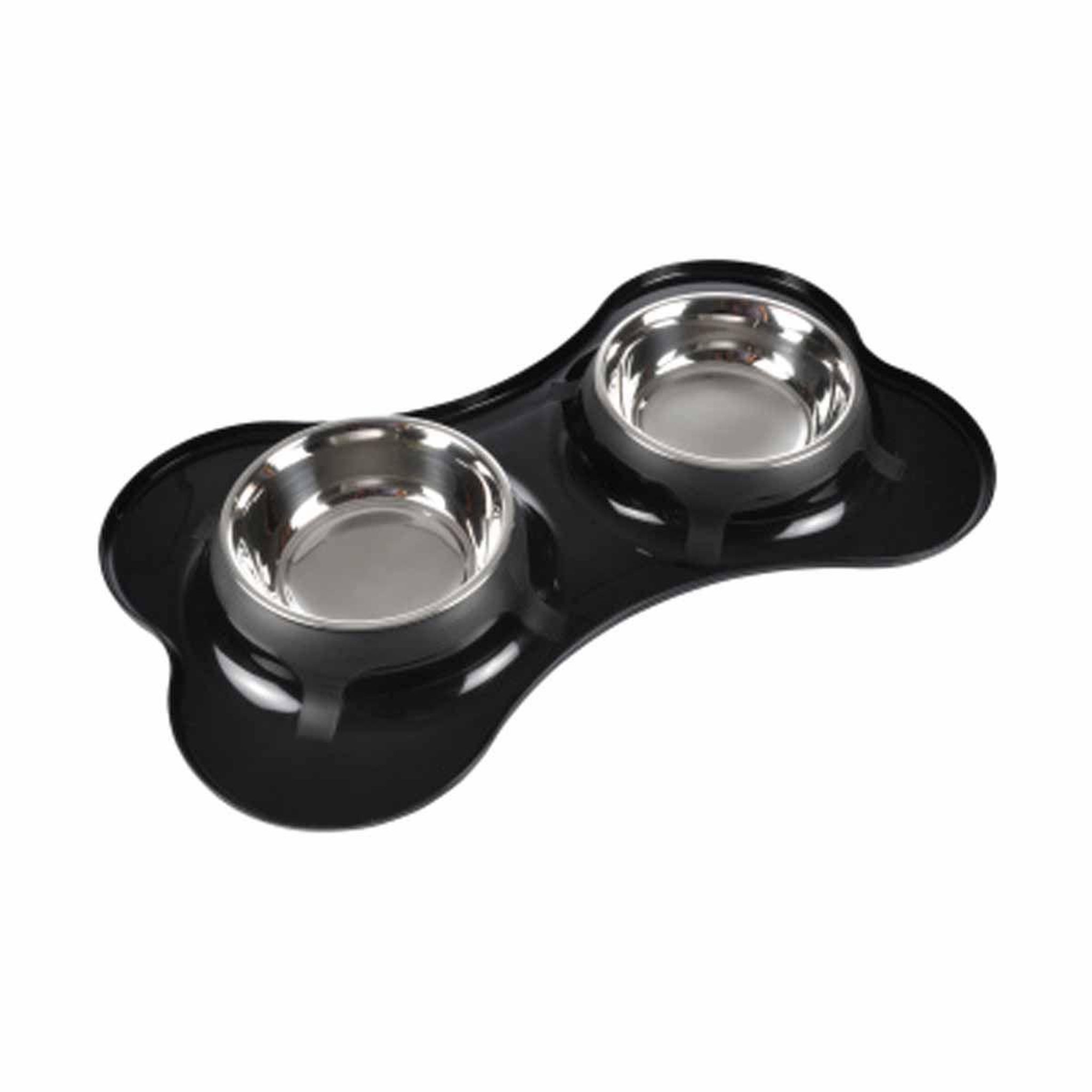 LOVE STORY Gamelle double pour chien  forme os  45cm noir