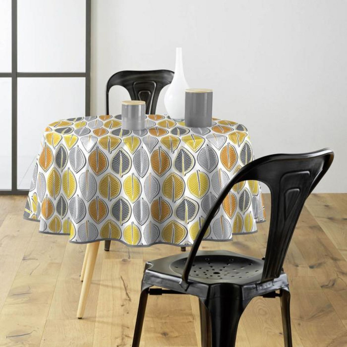 Paris Prix Nappe Toile Cirée Ronde Imprimé  Barbade  160cm Gris