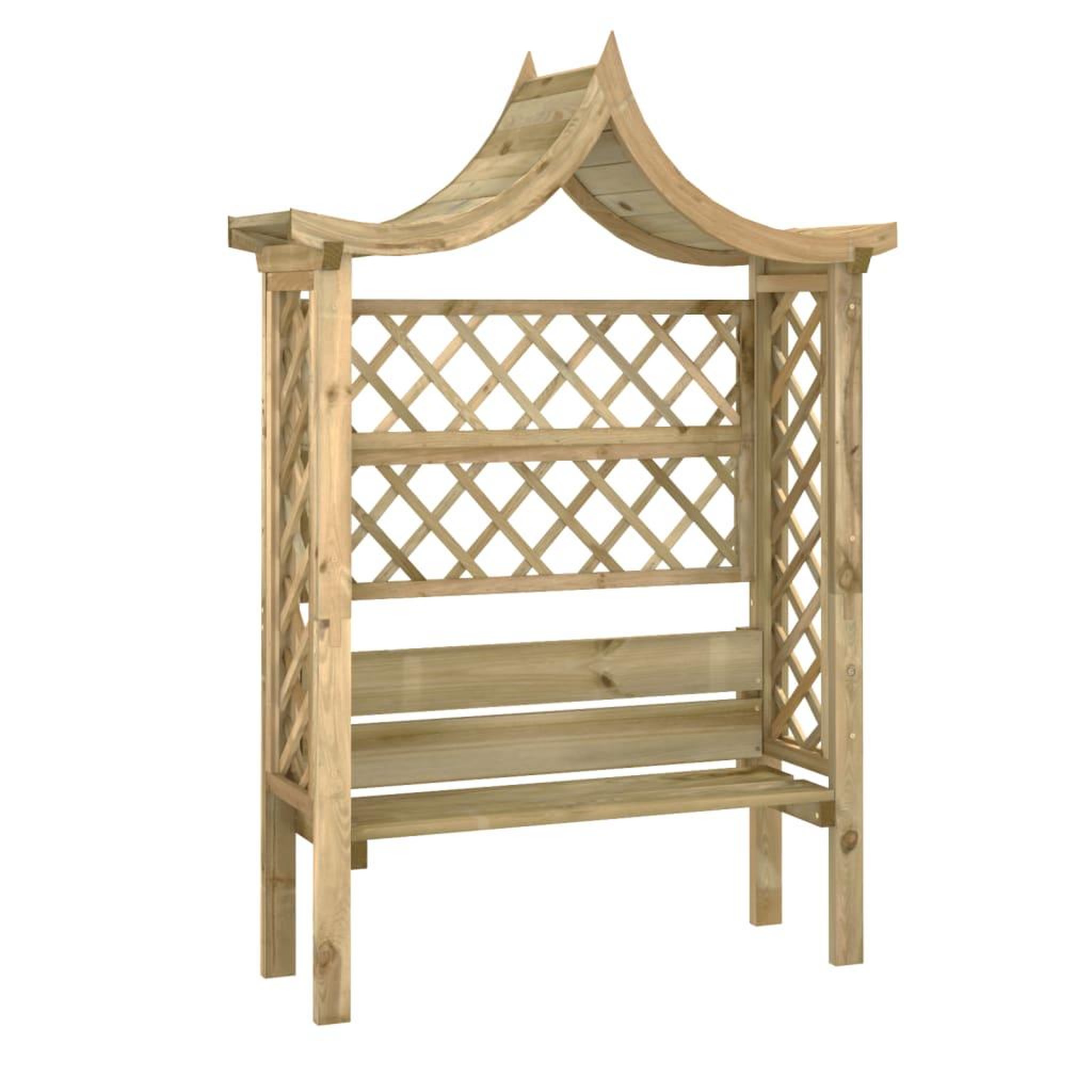 Voir la diapositive 1 : VIDAXL Pergola de jardin avec toit et banc Bois de pin impregne
