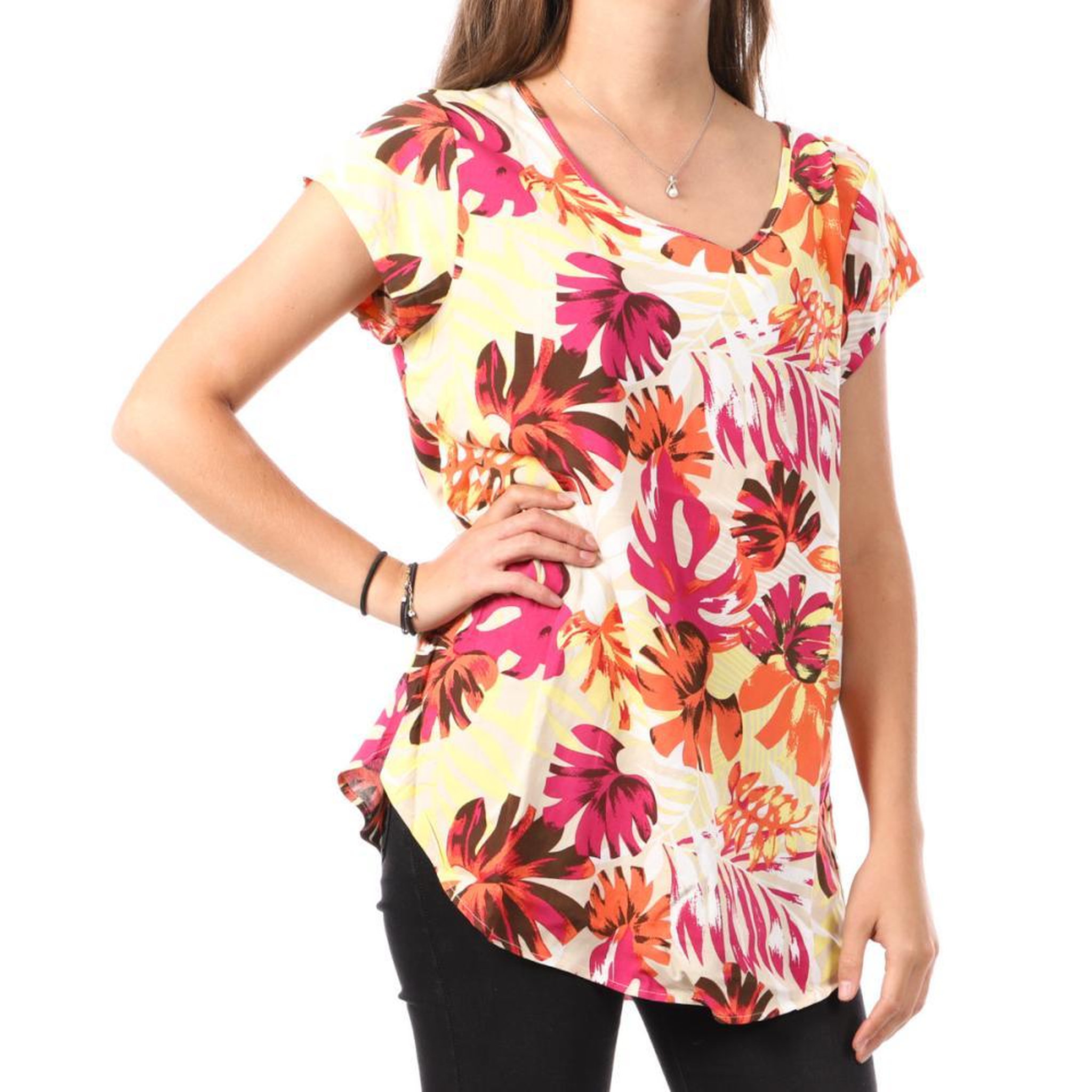 Only Top  à motifs Femme Only Nova. Coloris disponibles : Rose