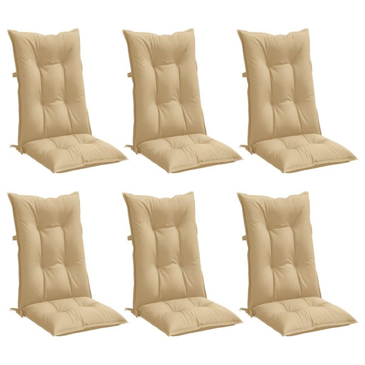 VIDAXL Coussins de chaise a dossier haut lot de 6 beige melange tissu
