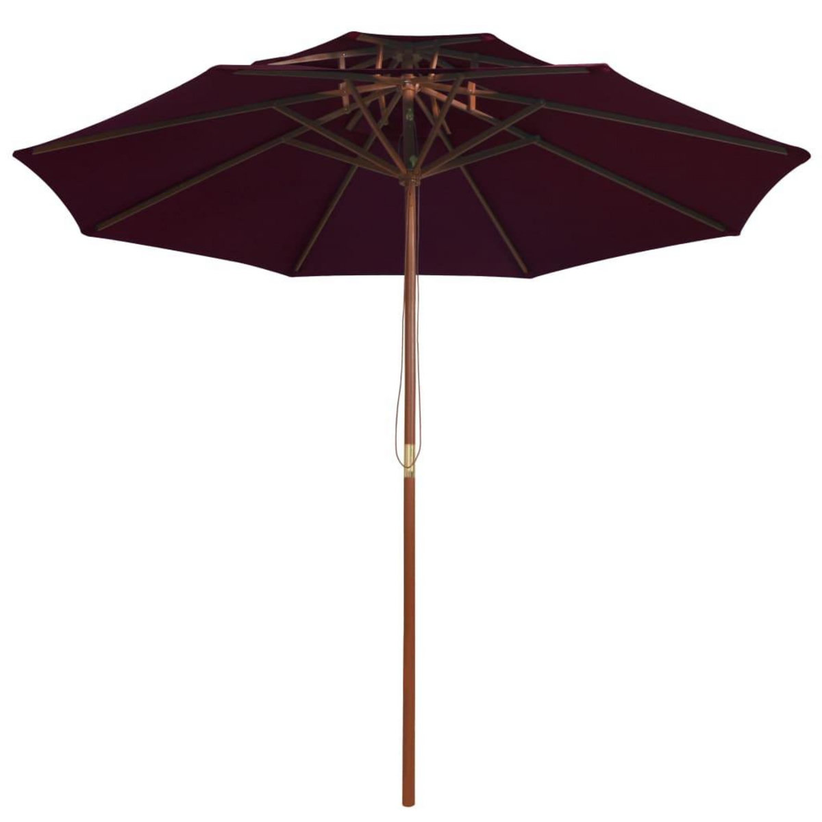 VIDAXL Parasol a deux etages avec mat en bois rouge bordeaux 270 cm