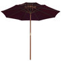 Voir la diapositive 2 : VIDAXL Parasol a deux etages avec mat en bois rouge bordeaux 270 cm