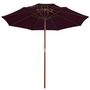 Voir la diapositive 2 : VIDAXL Parasol a deux etages avec mat en bois rouge bordeaux 270 cm