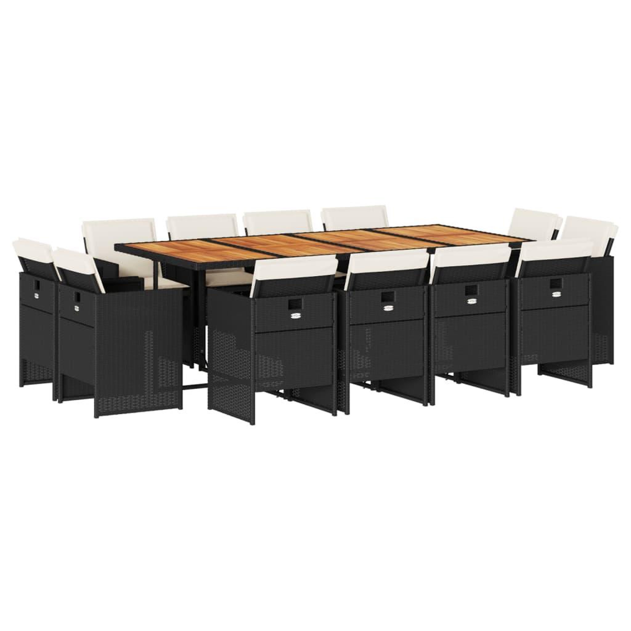Voir la diapositive 2 : VIDAXL Ensemble a manger de jardin 13 pcs coussins noir resine tressee