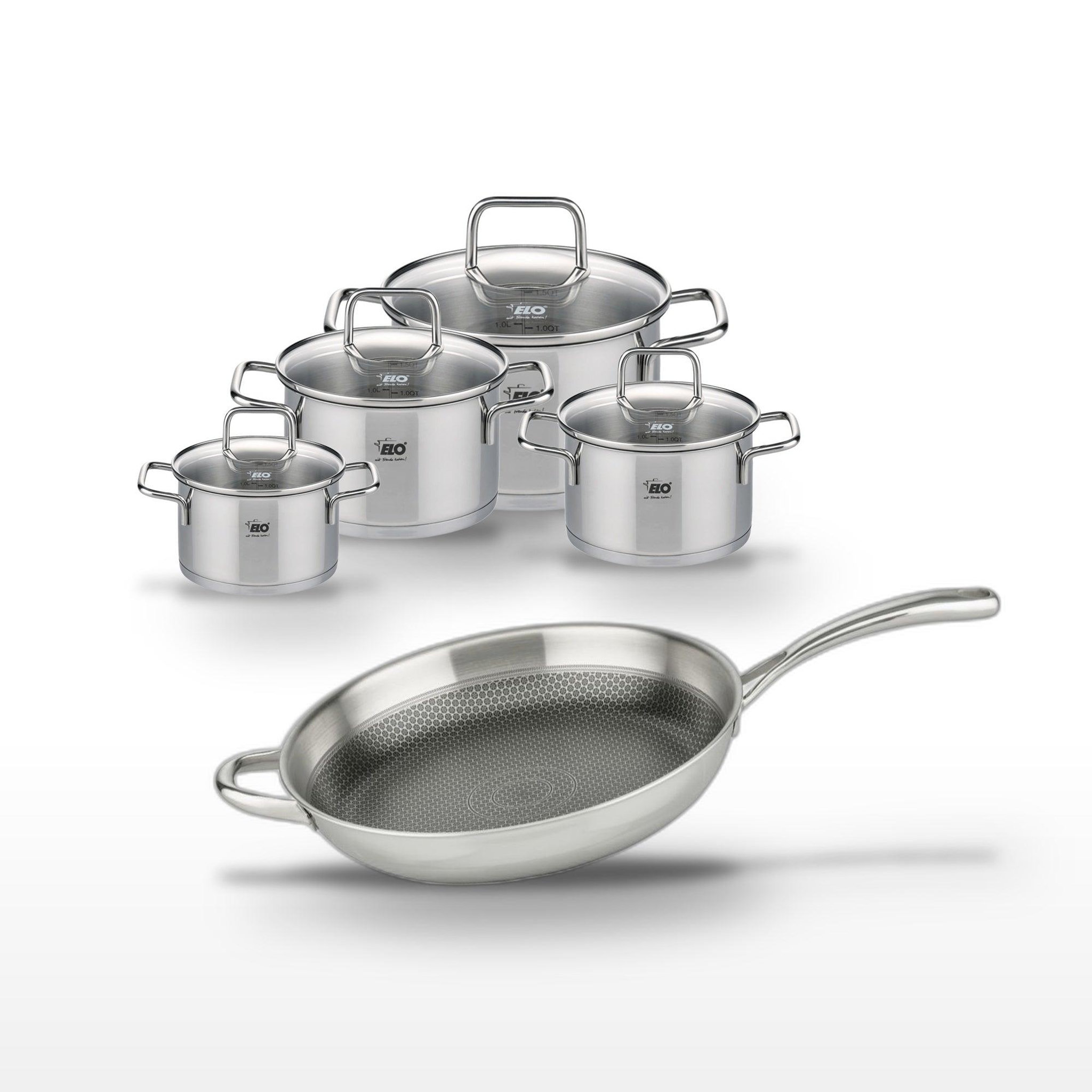 ELO Lot poêle 32cm & 4 faitouts elo relief evolution