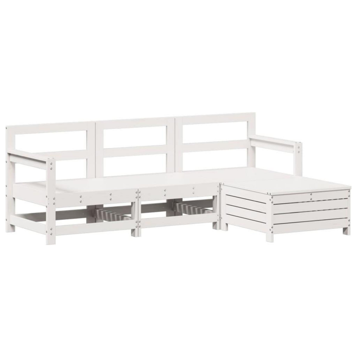 VIDAXL Salon de jardin 4 pcs blanc bois de pin massif