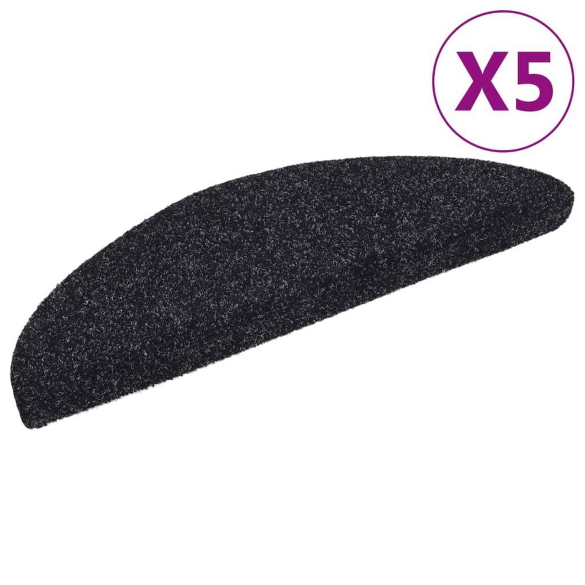 VIDAXL Tapis autoadhesifs de marches 5 pcs Noir 56x17x3 cm Aiguillete