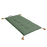 TOILINUX Futon repliable Panama avec pompons en jute - Vert argile. Coloris disponibles : Gris