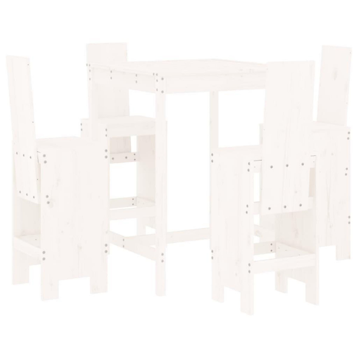 VIDAXL Ensemble de bar de jardin 5 pcs blanc bois massif de pin