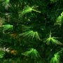 HOMCOM Sapin de Noël artificiel lumineux fibre optique LED multimode multicolore + support pied Ø 75 x 150H cm 140 branches étoile sommet brillante vert