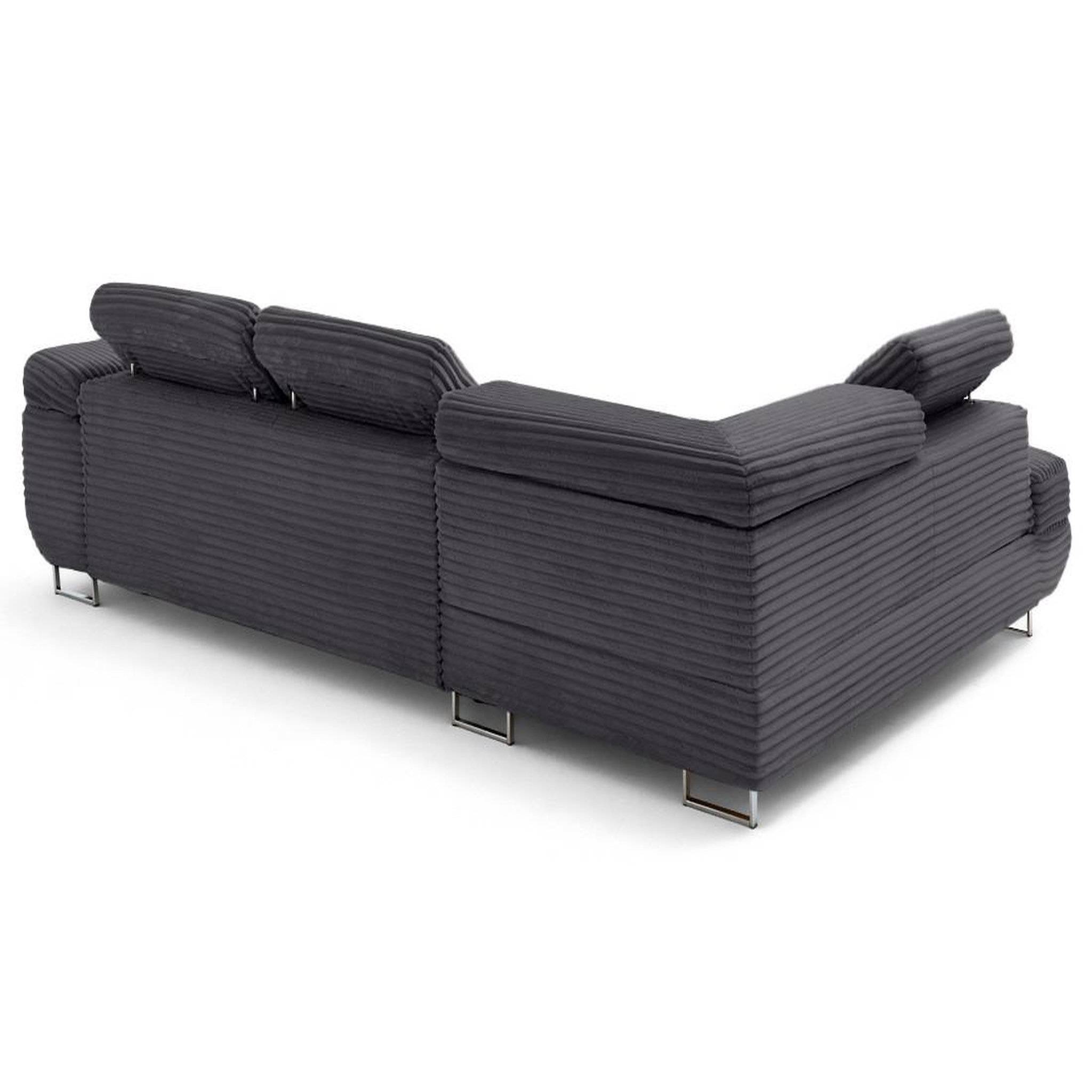 Voir la diapositive 4 : LISA DESIGN Zaria - canapé d'angle gauche 5 places convertible avec coffre et têtières en velours côtelé grosses côtes