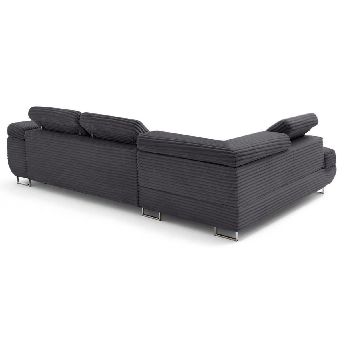 LISA DESIGN Zaria - canapé d'angle gauche 5 places convertible avec coffre et têtières en velours côtelé grosses côtes