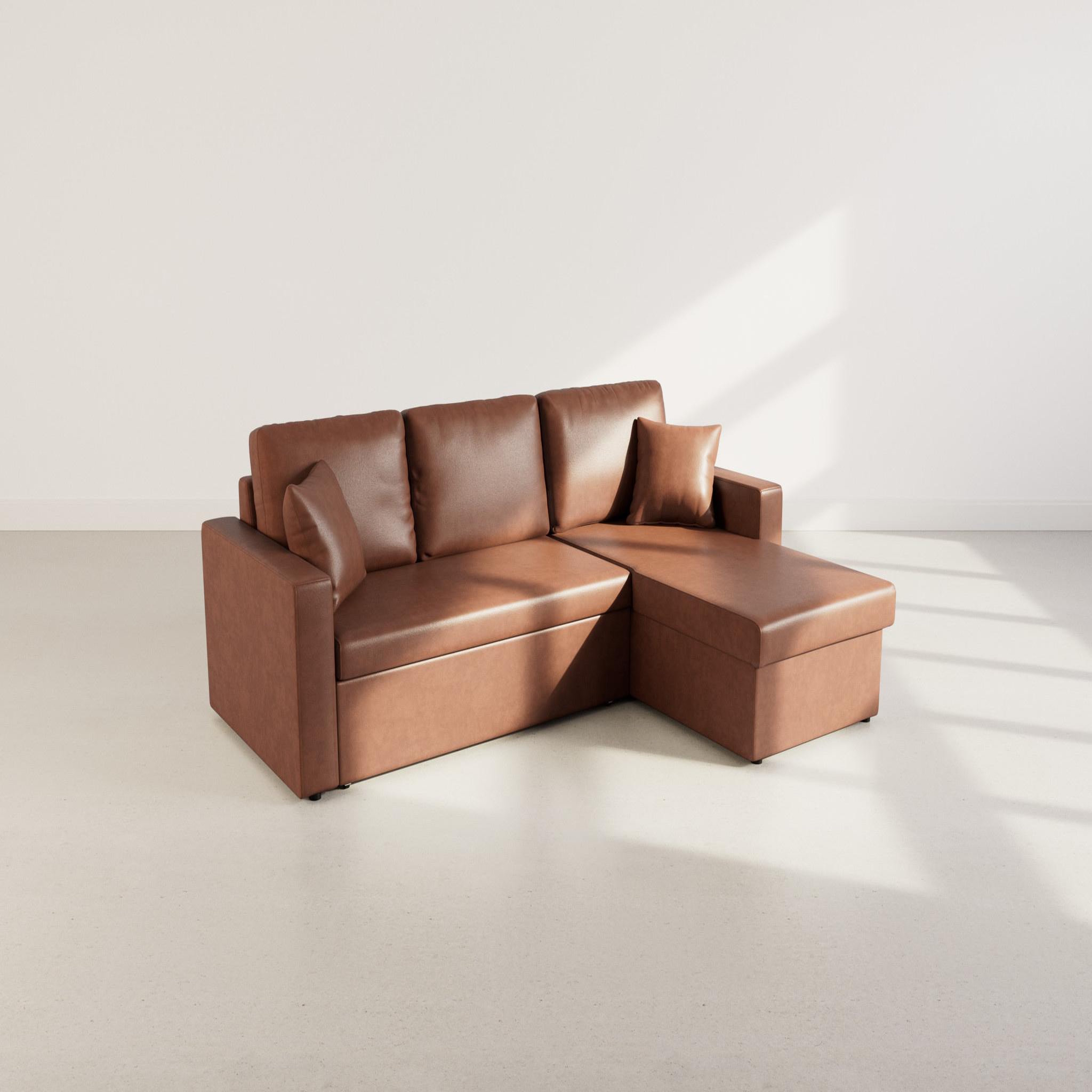 Voir la diapositive 6 : BEST MOBILIER Cyrus - canapé d'angle réversible 4 places - convertible avec coffre - en simili