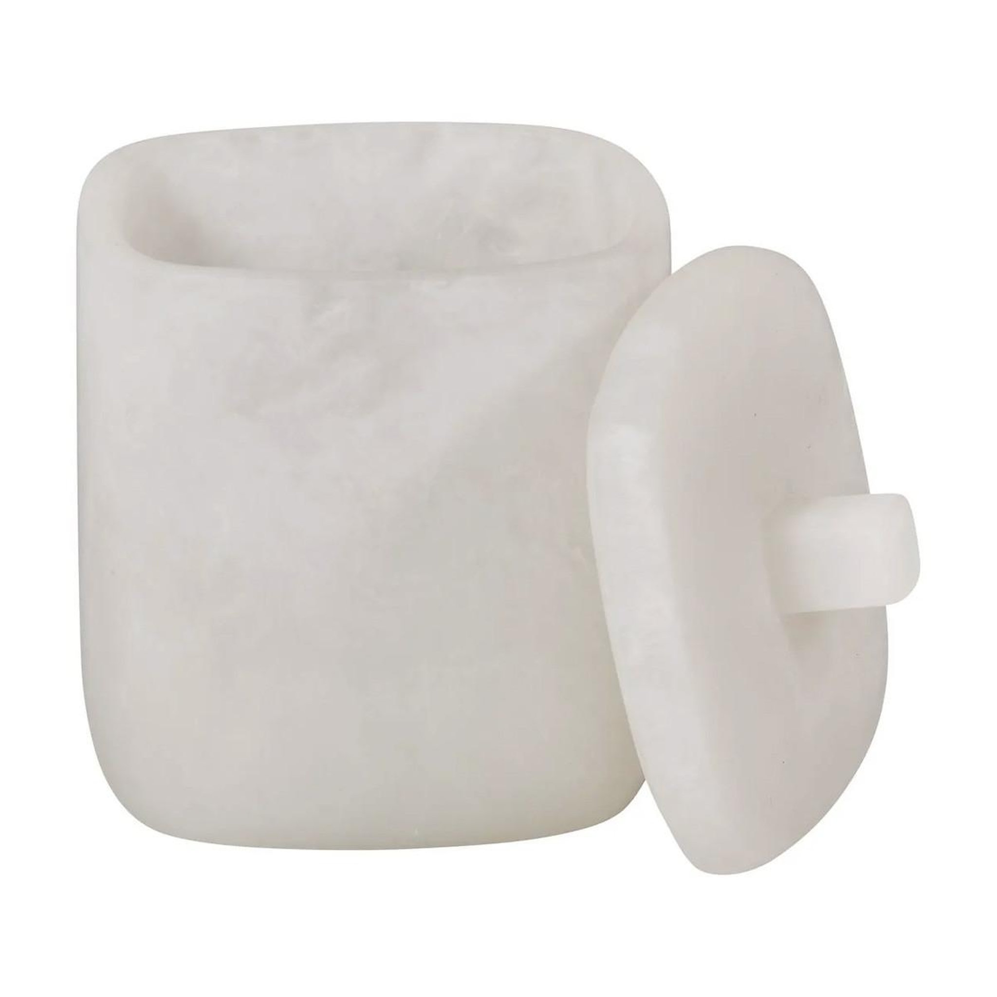 Voir la diapositive 2 : FIVE Pot à cotons en résine  cloudy  13cm blanc