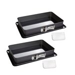 ZENKER Ensemble de 2 Moules à charnière rectangulaire en acier émaillé et sa spatule 42 x 29 cm Zenker Deluxe