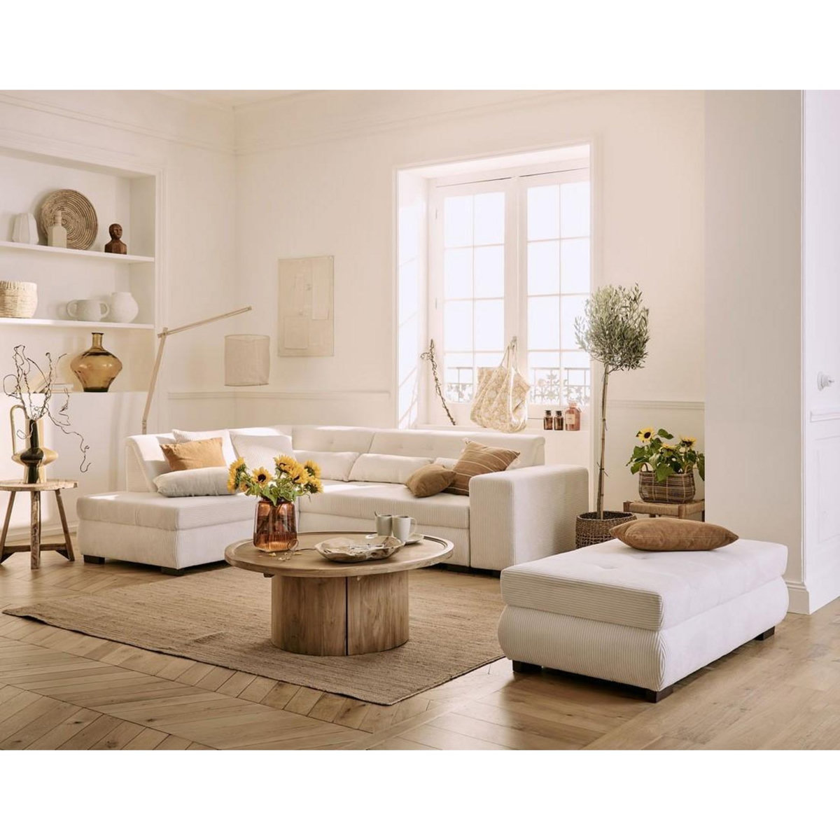 LISA DESIGN Vermont - canapé d'angle gauche - 5 places - convertible - en velours côtelé