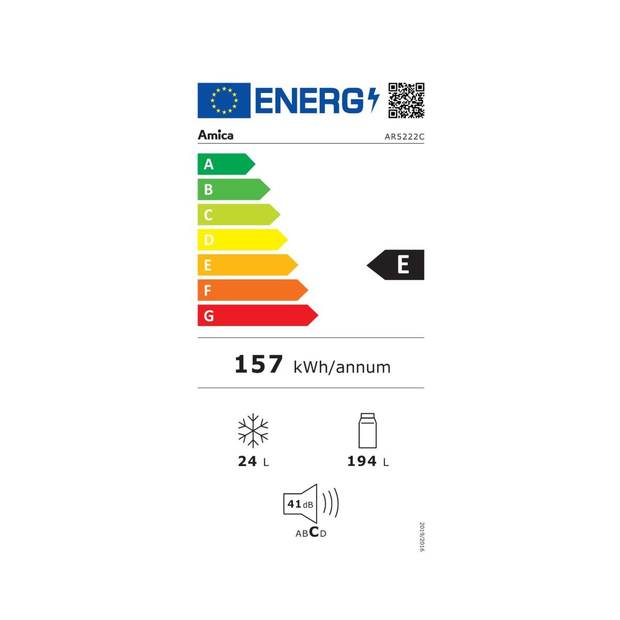 Voir la diapositive 2 : Amica Réfrigérateur 1 porte 55cm 218l inox - ar5222c