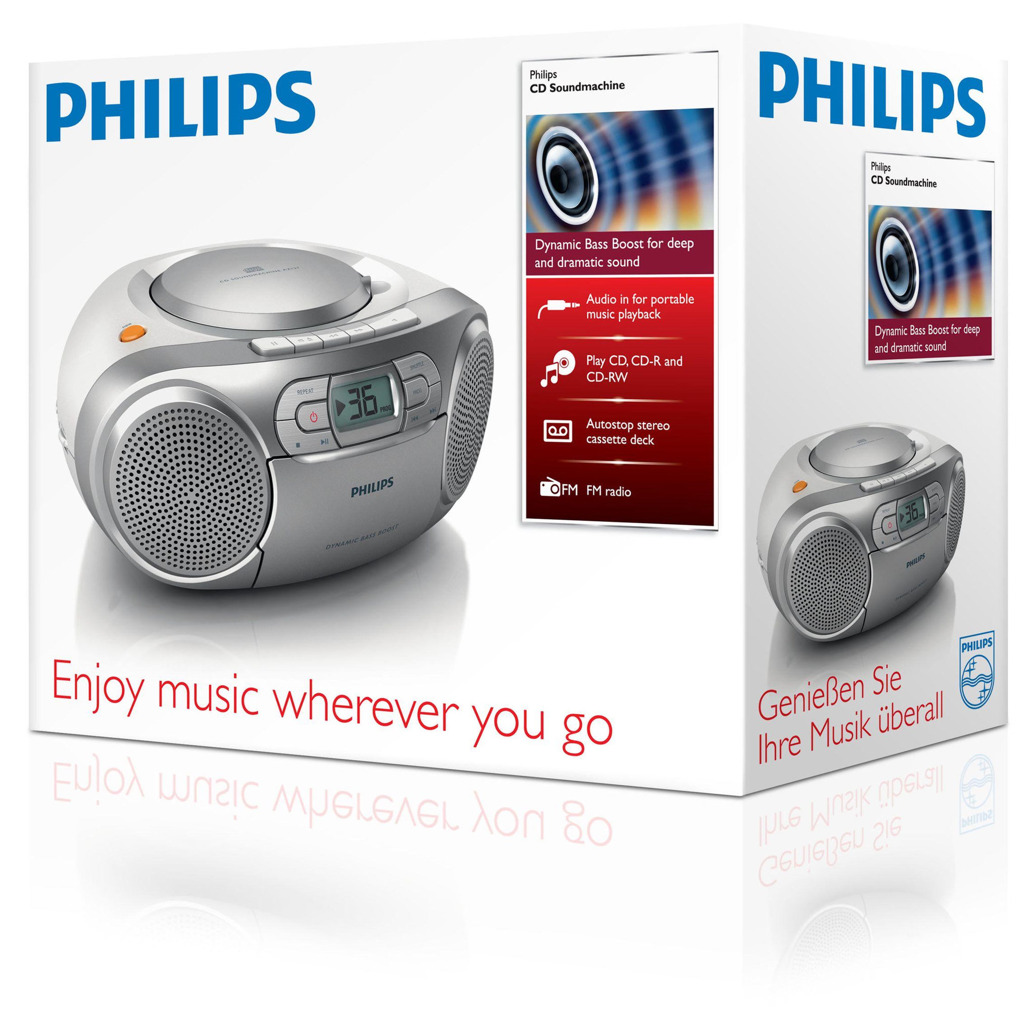 Voir la diapositive 3 : Philips Radio cassette cd portable silver - az127/12