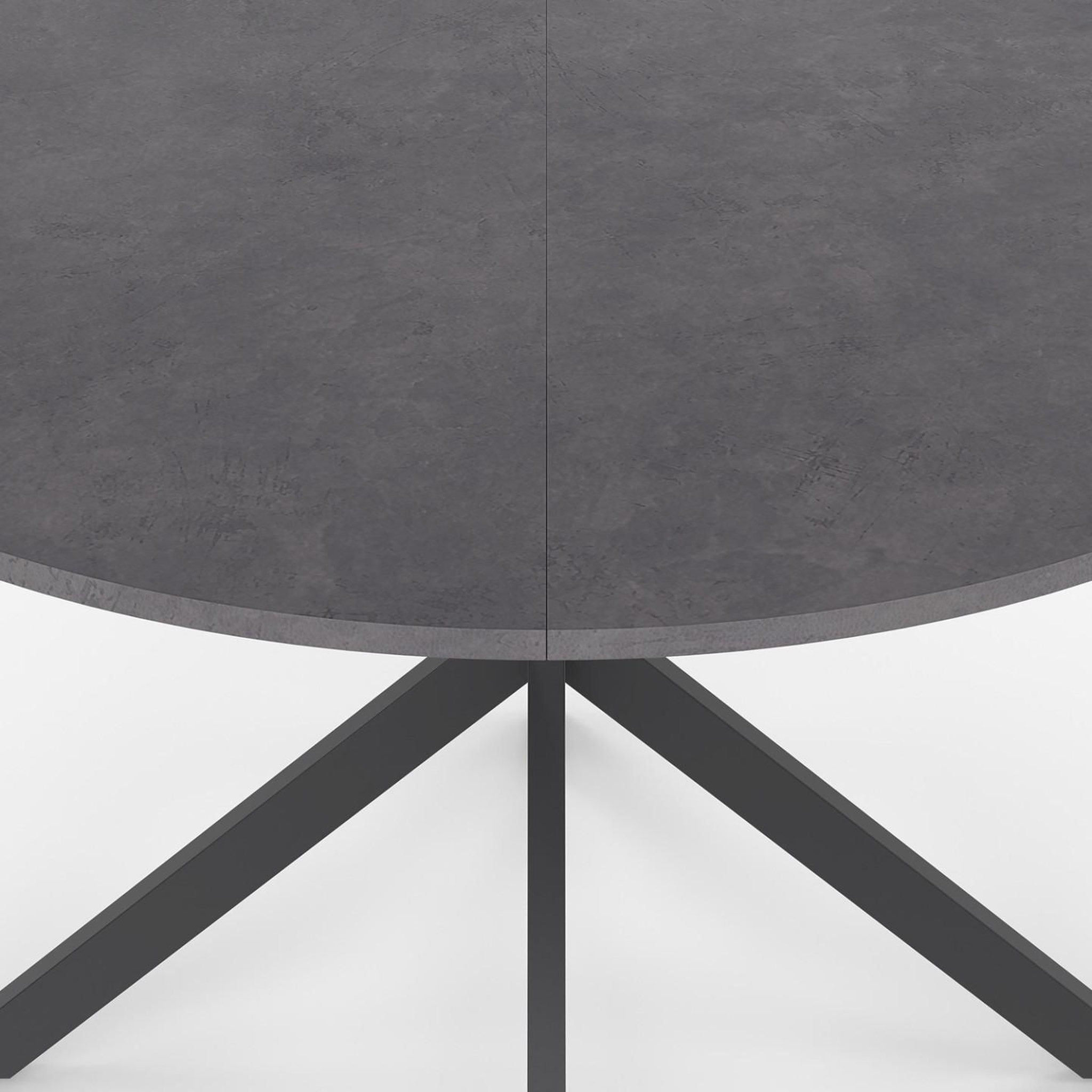Voir la diapositive 5 : ID MARKET Table à manger ronde jaspe 6 personnes plateau effet béton pied araignée gris anthracite 110 cm