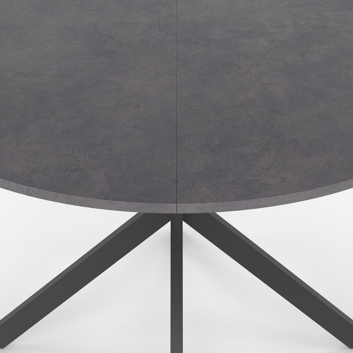 ID MARKET Table à manger ronde JASPE 6 personnes plateau effet béton pied araignée gris anthracite 110 cm