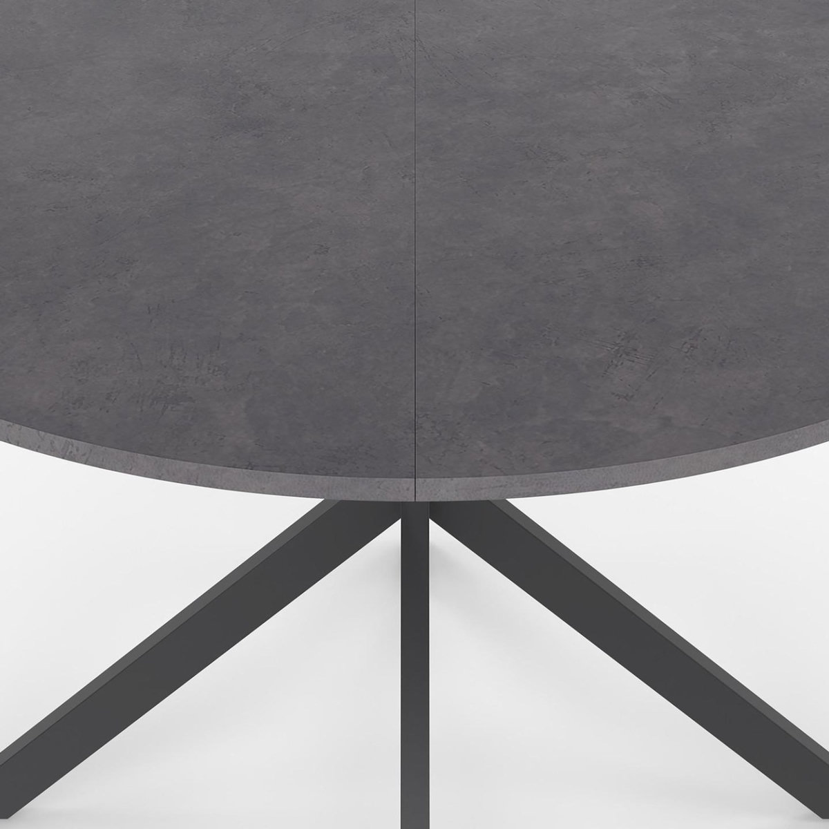 ID MARKET Table à manger ronde JASPE 6 personnes plateau effet béton pied araignée gris anthracite 110 cm