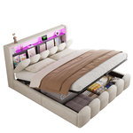 MERAX Lit coffre. Coloris disponibles : Gris, Beige