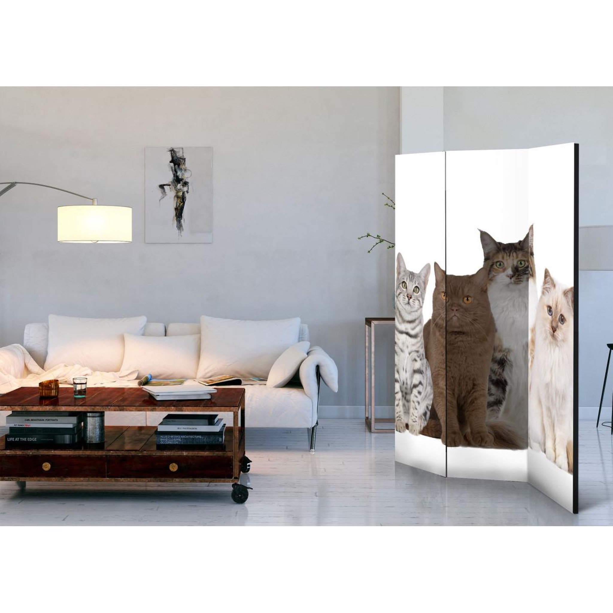 Voir la diapositive 2 : Paris Prix Paravent 3 volets  sweet cats  135x172cm