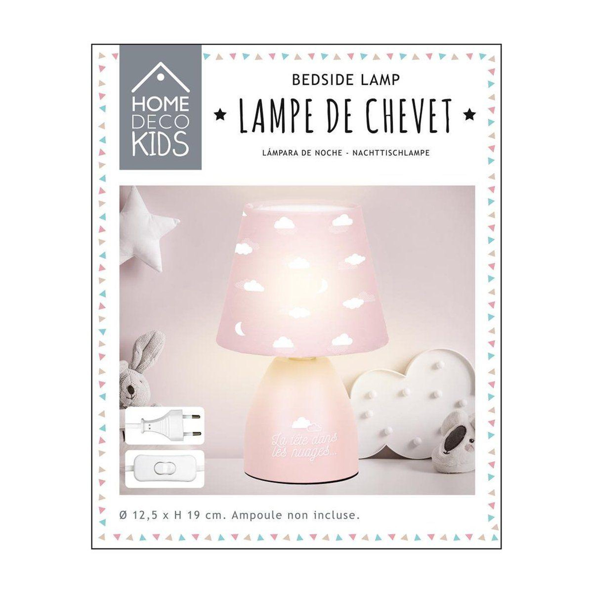 Voir la diapositive 5 : HOME DECO KIDS Lampe de chevet enfant  nuages  19cm rose