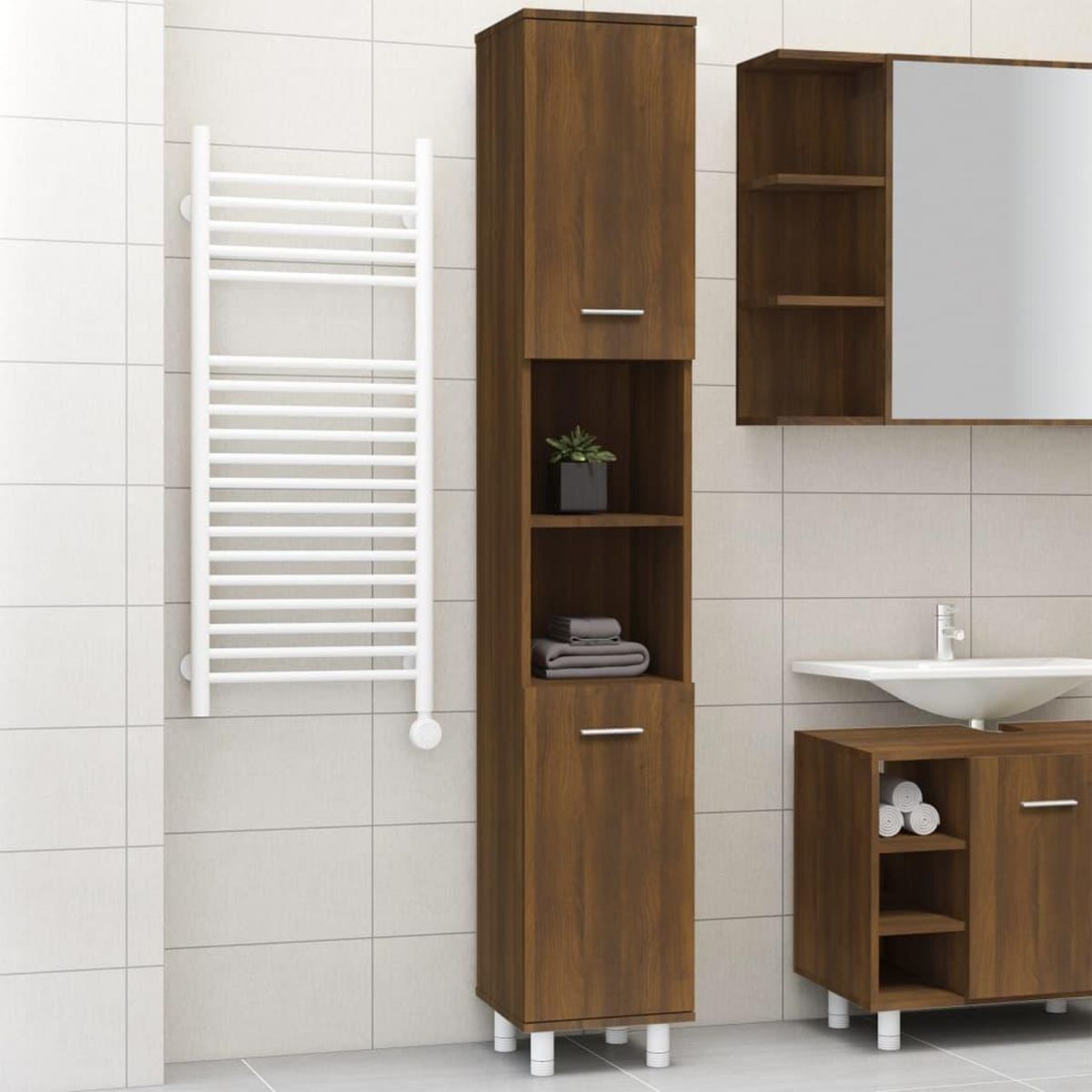 VIDAXL Armoire de bain Chene marron 30x30x179 cm Bois d'ingenierie