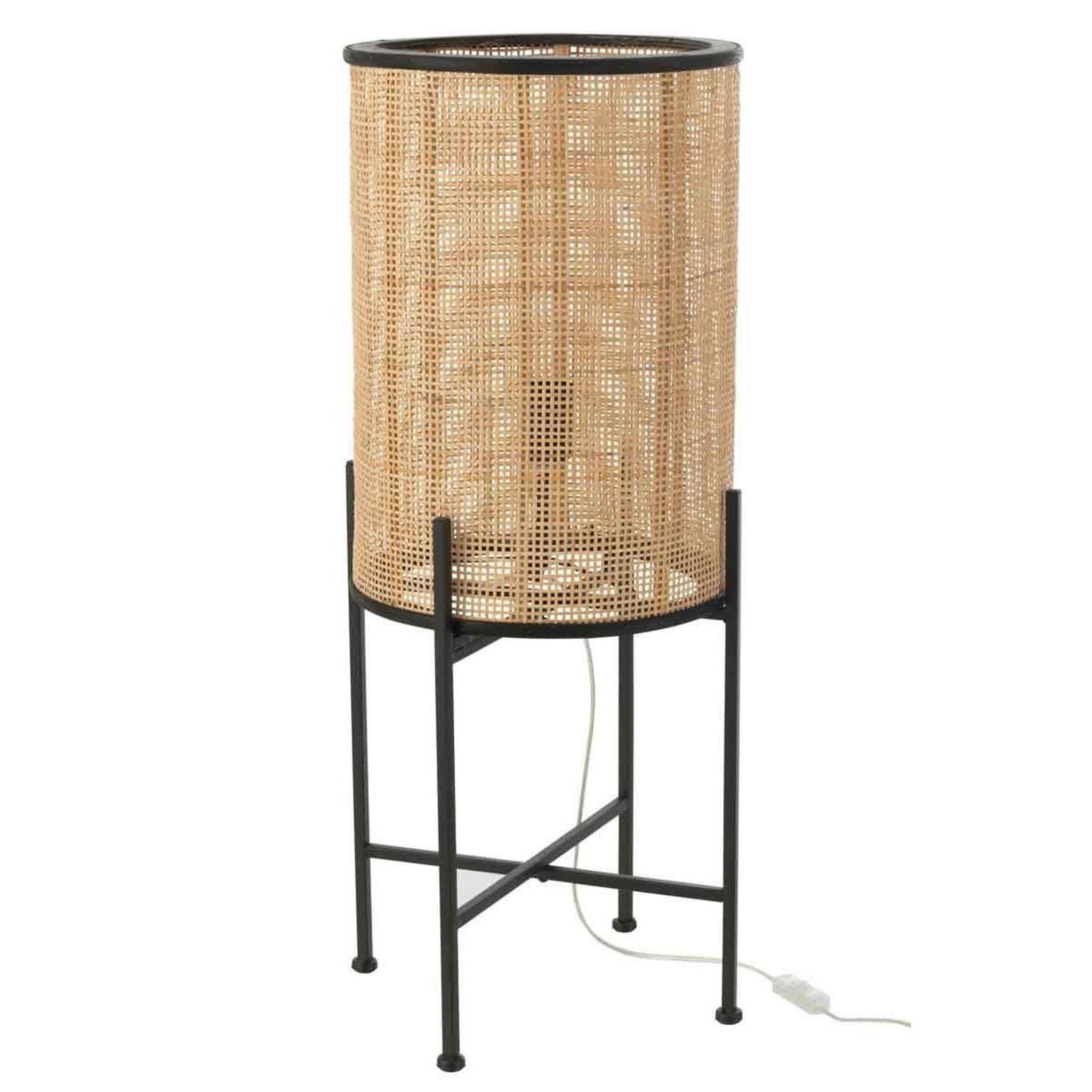 Voir la diapositive 1 : J-LINE Lampadaire Déco en Bambou  Revy  77cm Naturel