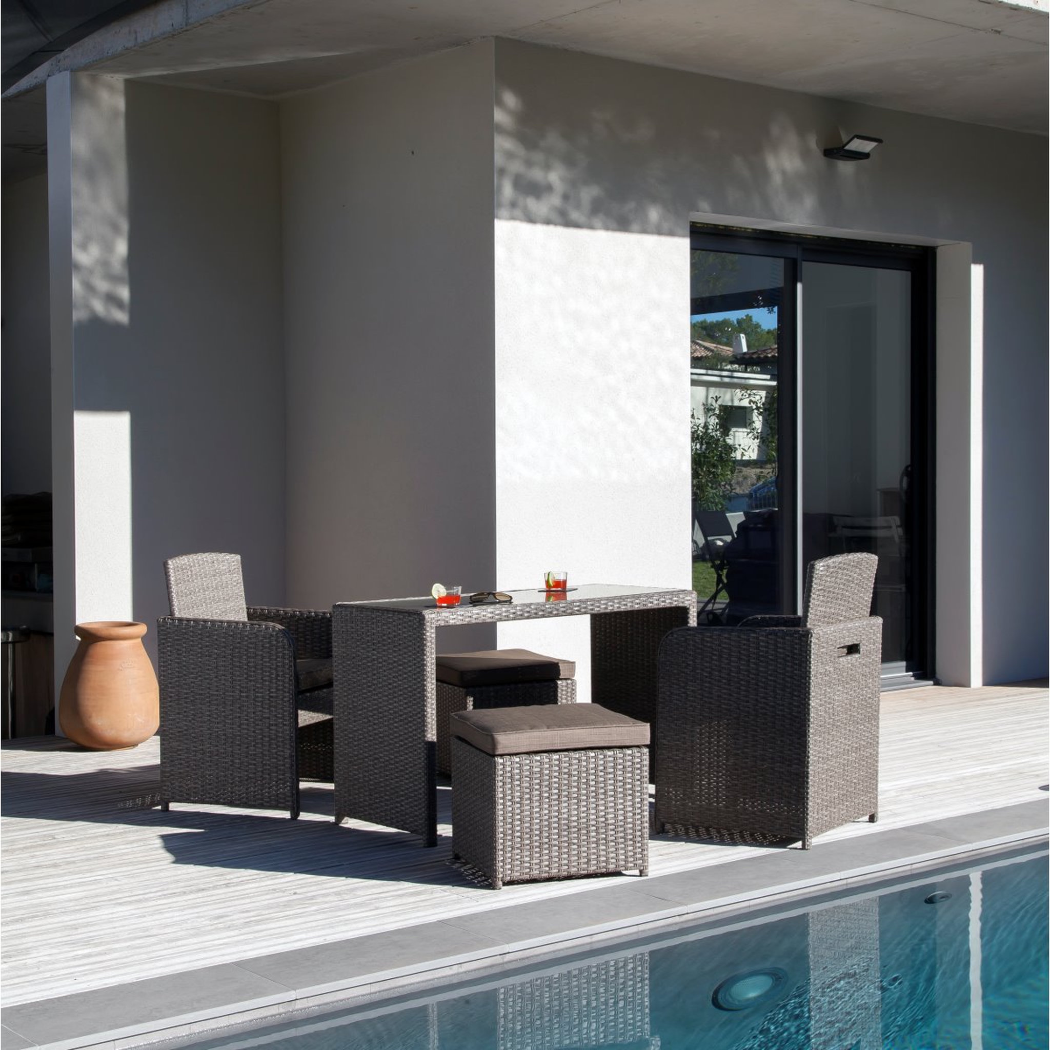 Voir la diapositive 1 : Salon de jardin encastrable 4 personnes LILAS
