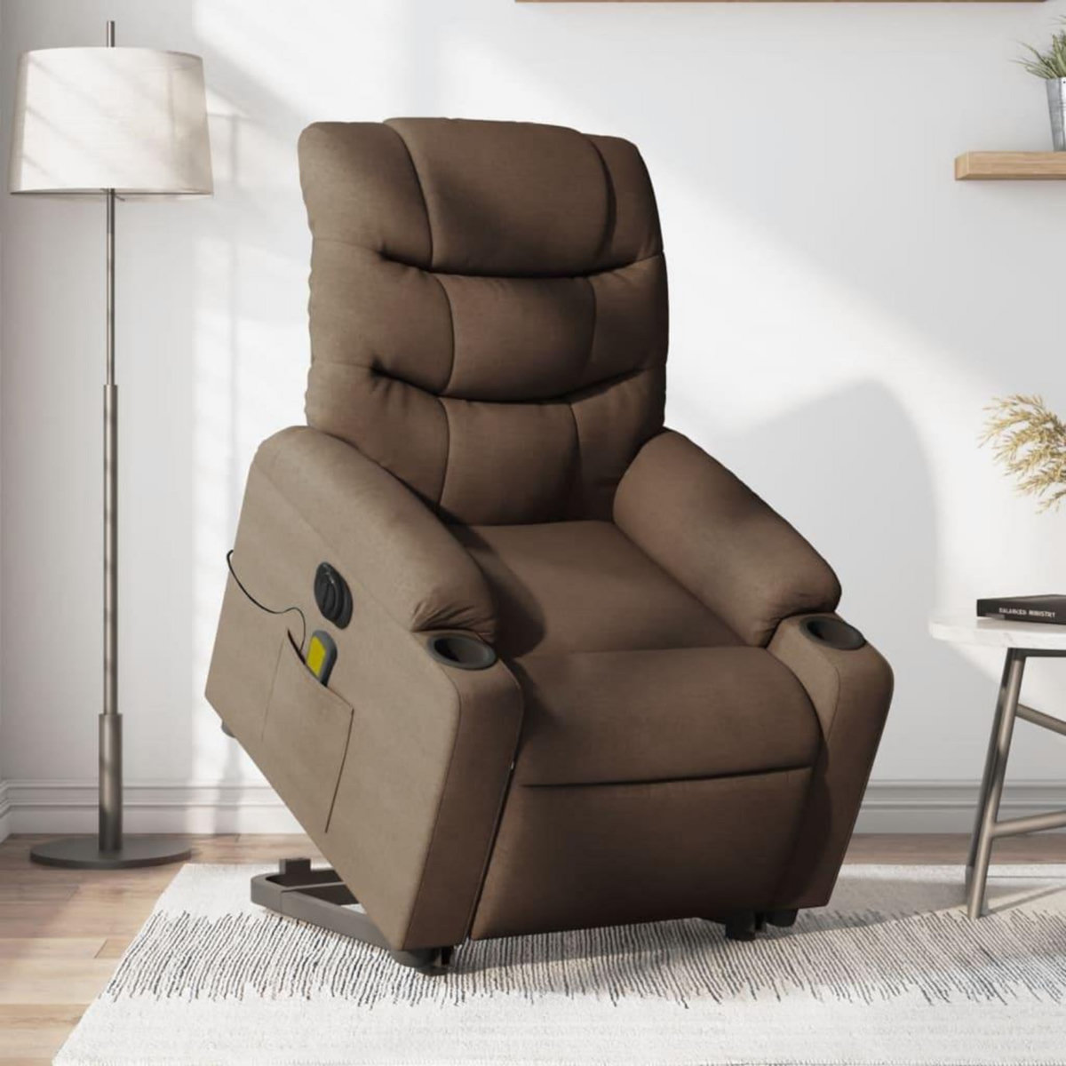 VIDAXL Fauteuil inclinable de massage electrique Marron Tissu