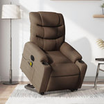 VIDAXL Fauteuil inclinable de massage electrique Marron Tissu