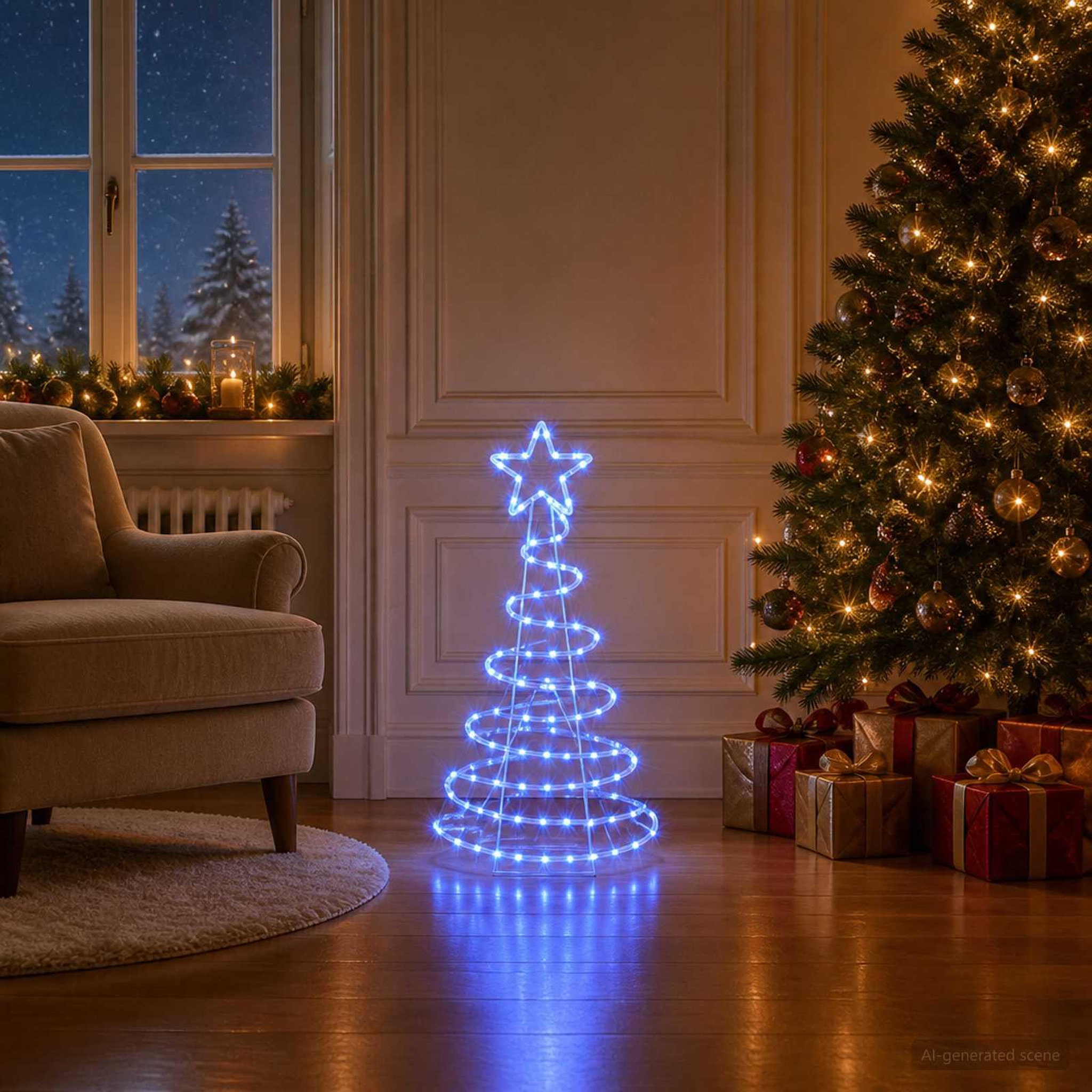 Voir la diapositive 2 : VIDAXL Sapin de Noël LED LOVIISA 100 LED Bleu 51 x 99 cm
