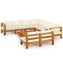 Voir la diapositive 2 : VIDAXL Salon de jardin 9 pieces avec coussins 100 x 60 cm Bois d'acacia