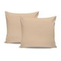 Voir la diapositive 4 : GENERIQUE Parure de lit - 1 housse de couette 220 x 240 cm + 2 taies d'oreiller 60 x 60 cm - Satiné 100% coton - Beige