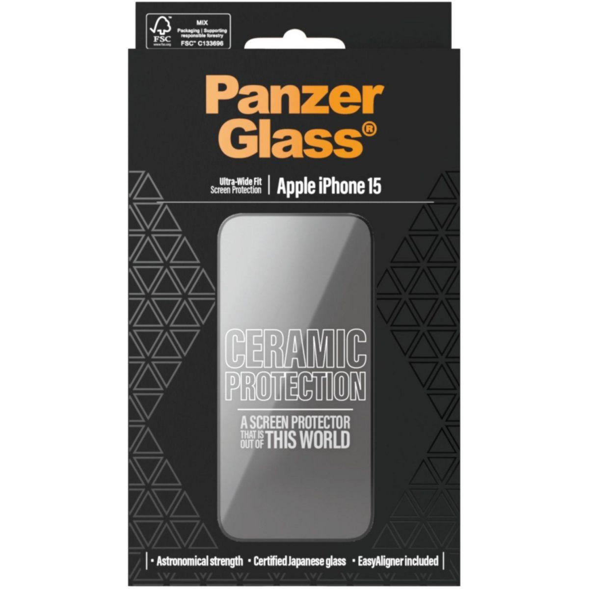 PANZERGLASS Protège écran iPhone 15 verre trempé Ceramic