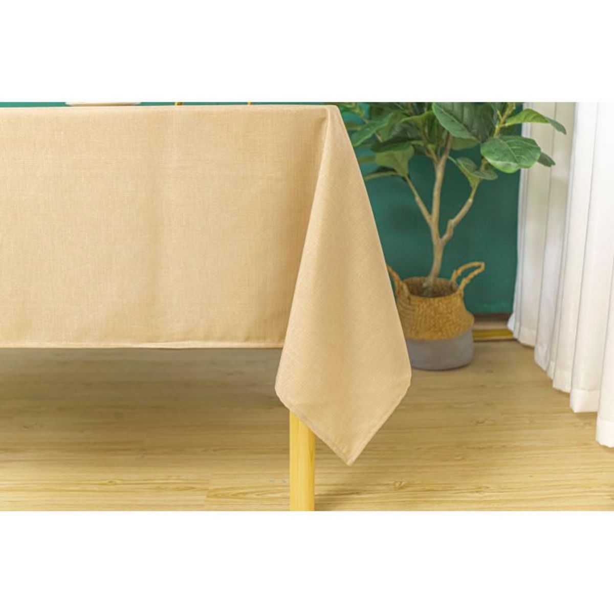 UNIVERS DECOR Nappe antitache unie Beige rectangulaire 145 x 240 cm