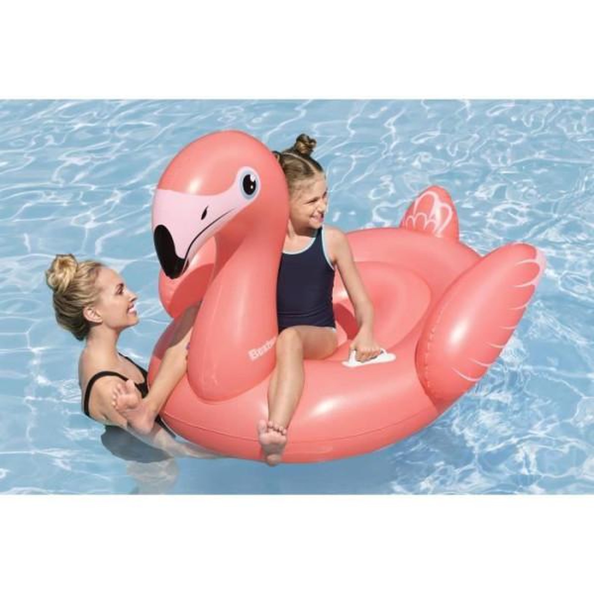 Voir la diapositive 4 : BESTWAY Bouée a chevaucher - bestway - flamant rose - 138 x 107 cm