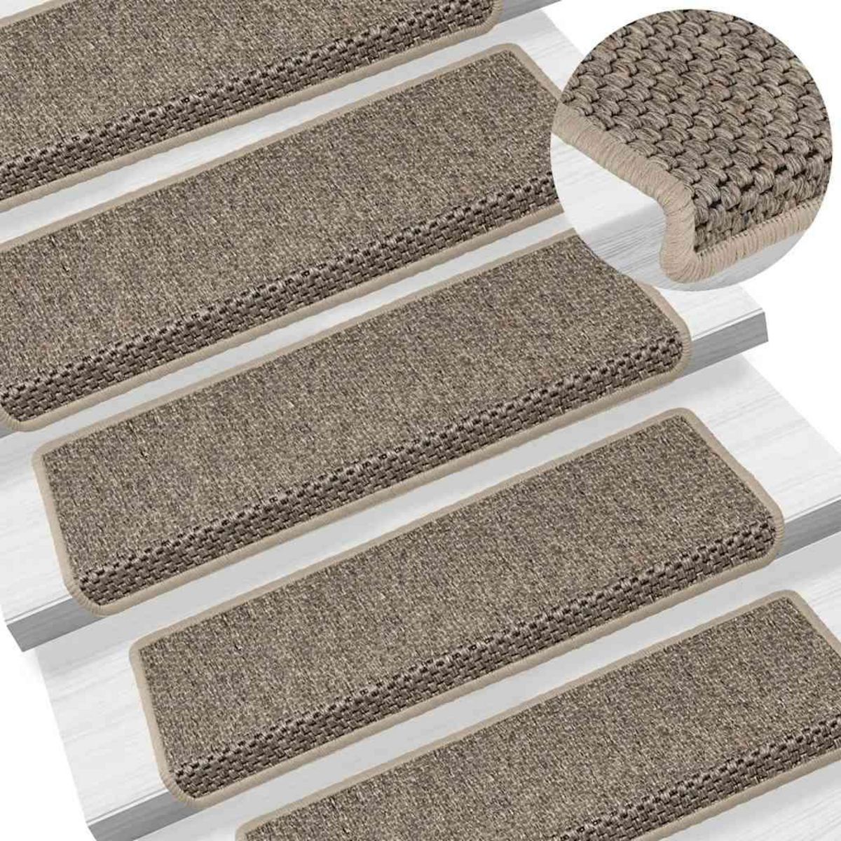 VIDAXL Tapis d'escalier autocollants 15 pcs 65x21x4 cm Beige fonce
