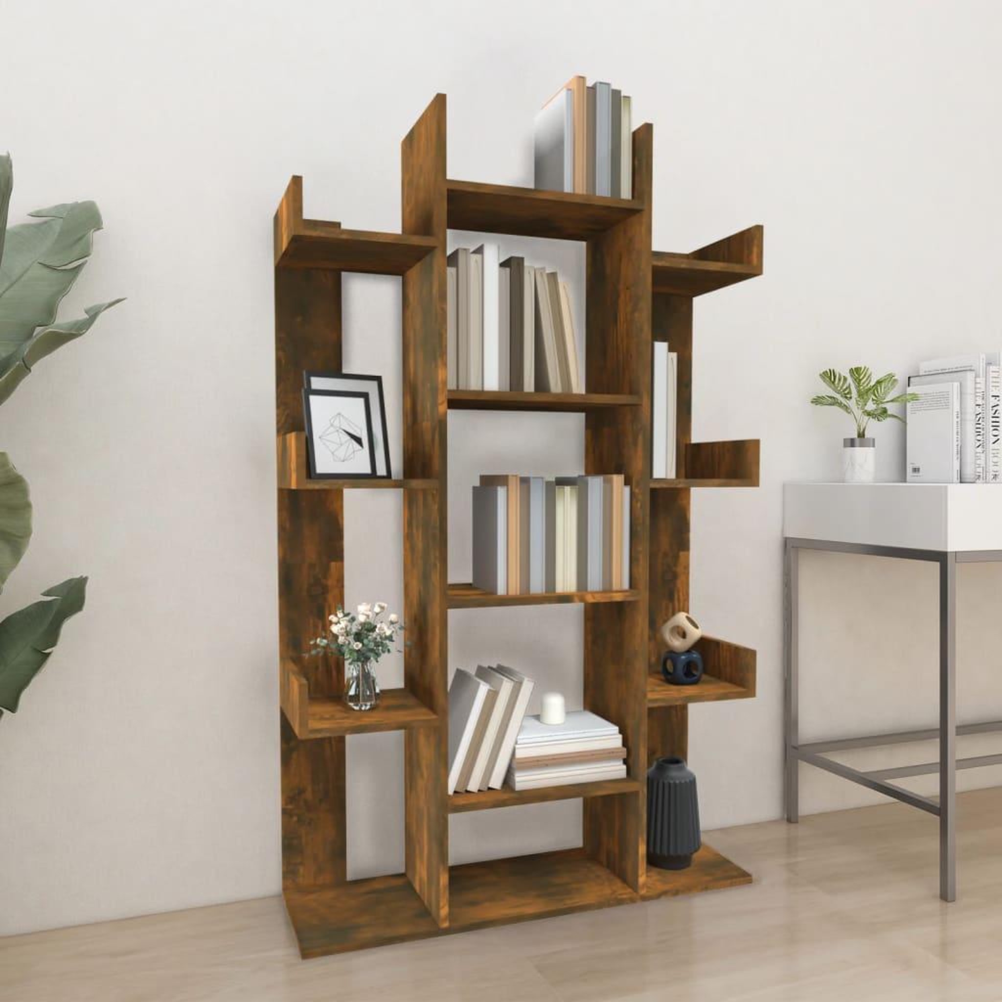 VIDAXL Bibliotheque Chene fume 86x25,5x140 cm Bois d'ingenierie