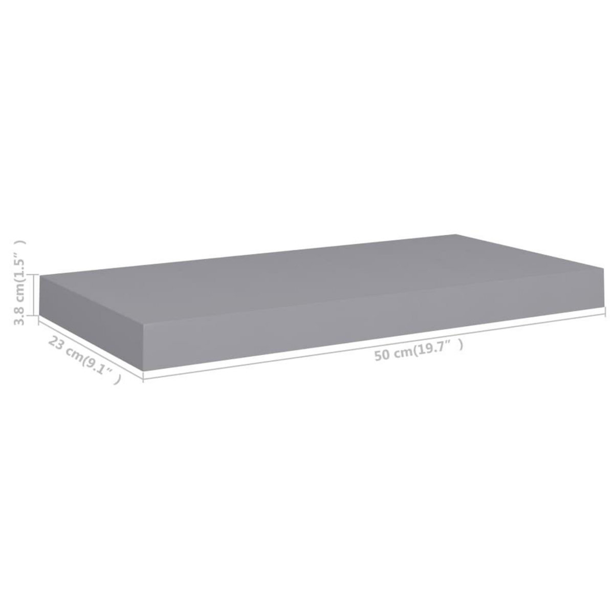 VIDAXL Etageres murales flottantes 4 pcs gris 50x23x3,8 cm MDF